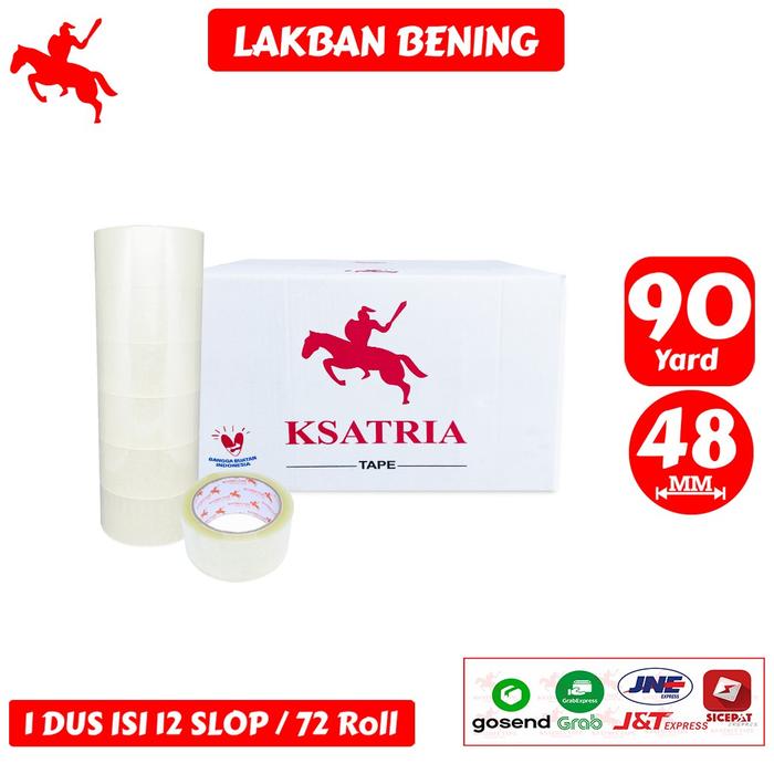 NEW Lakban OPP Tape / Lakban Bening KSATRIA Tape 90 Yard (1 Dus)