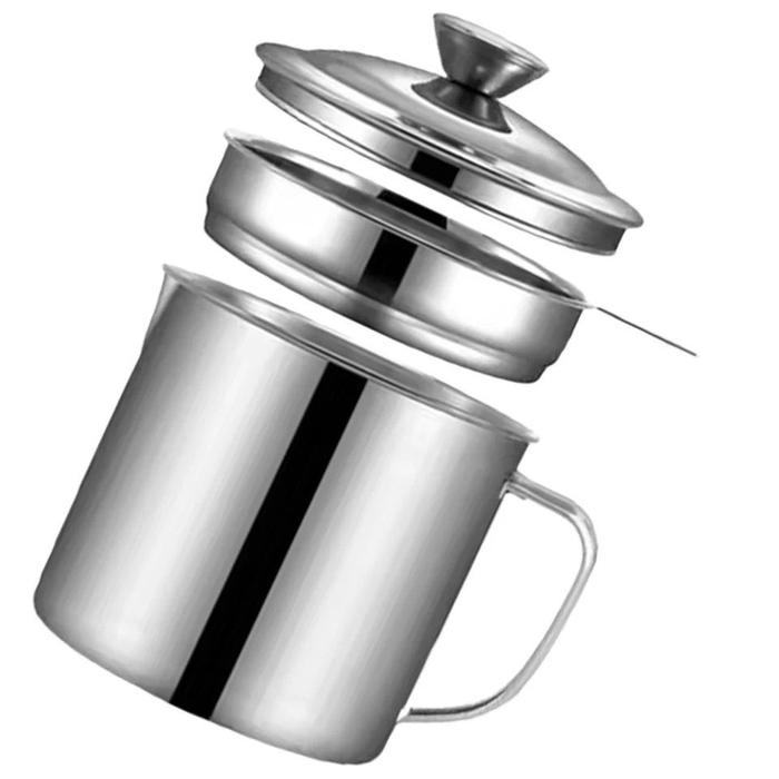 Wadah Saringan Minyak Oil Pot Stainless Gelas Saringan Minyak Oil Filter Pot