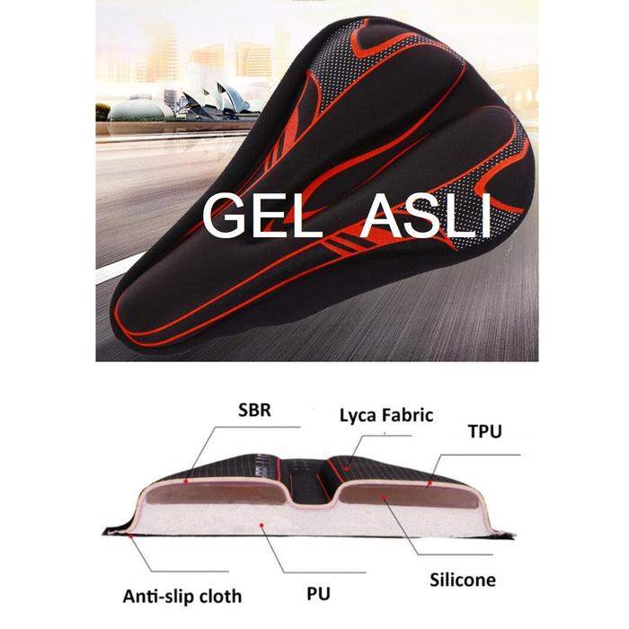 Cover sadel sepeda asli Gel/Sarung jok/Sarung sadel sepeda/Silicone Gel Cover Saddle Bicycle