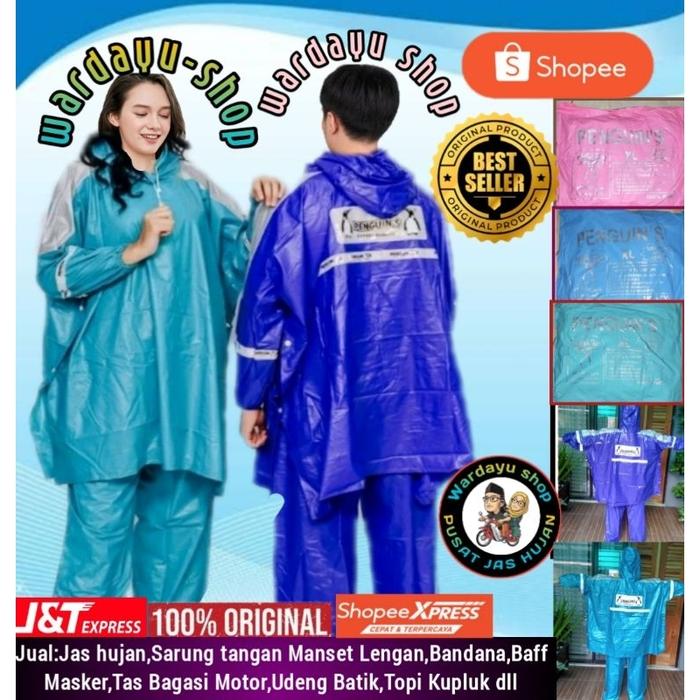 New Jas Hujan Ponco Lengan Setelan Celana Penguin Kombinasi Sporty Dewasa Pria Wanita Terlaris / Rai