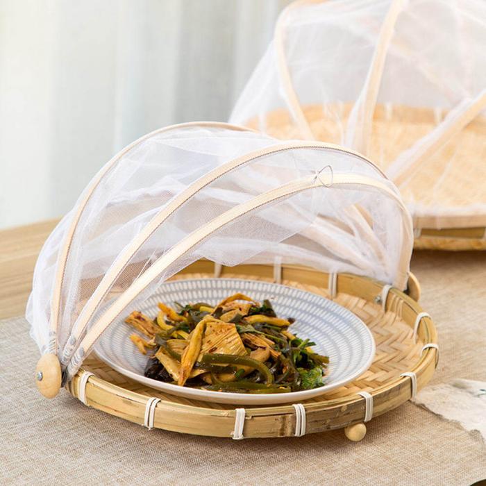 Keranjang Anyaman Bambu dengan Wadah Keranjang Makanan Roti Sayur