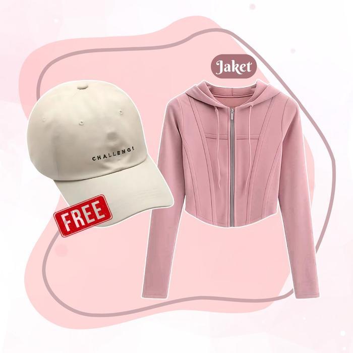 One set 4in1 legging rok jaket hoodie crop topi jilbab bella square | ootd outfit oneset setelan wan