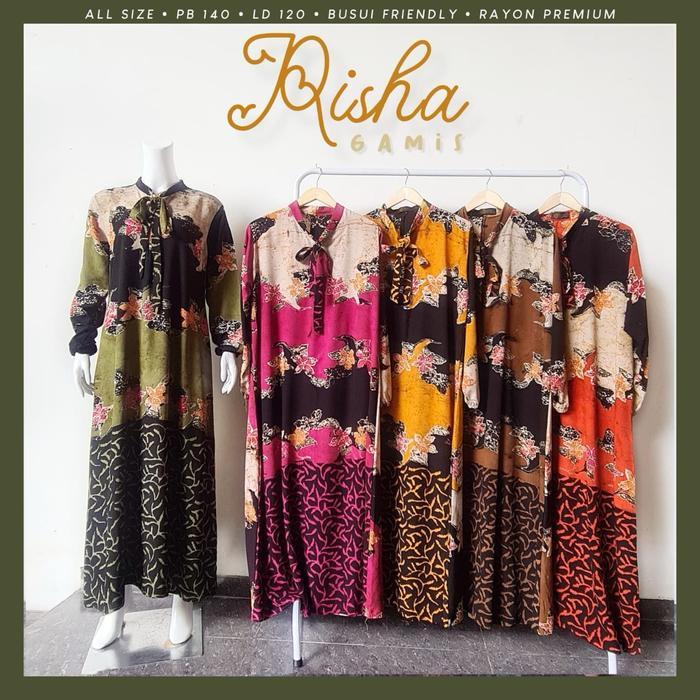 Gamis Batik RISHA || Gamis Rayon Cap premium