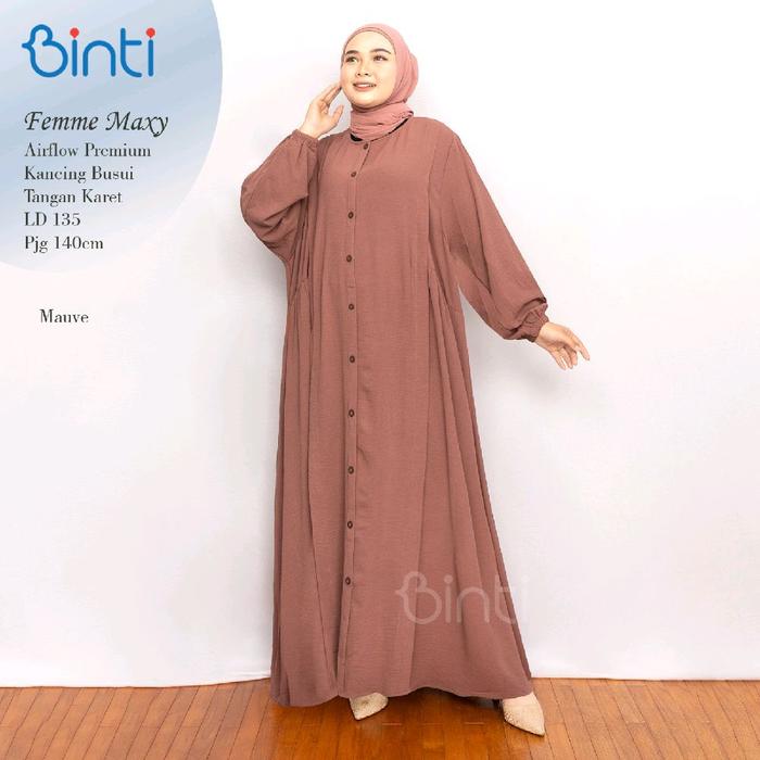 FEMME MAXY DRESS AIRFLOW JUMBO LD 135 BY BINTI / GAMIS MAXY MUSLIMAH BUSUI BIGSIZE XXXL XXXXL OOTD D