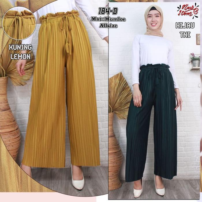 CELANA KULOT TALI PLISKET WANITA PREMIUM MODEL LURUS BAHAN - 184D