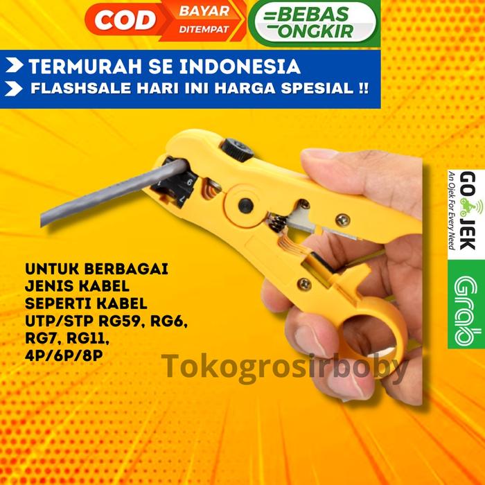 Stripping Tool Pengupas Kabel Coaxial LAN Cable Wire Stripper Cutter for UTP/STP RG59 RG6 RG7 RG11 Y