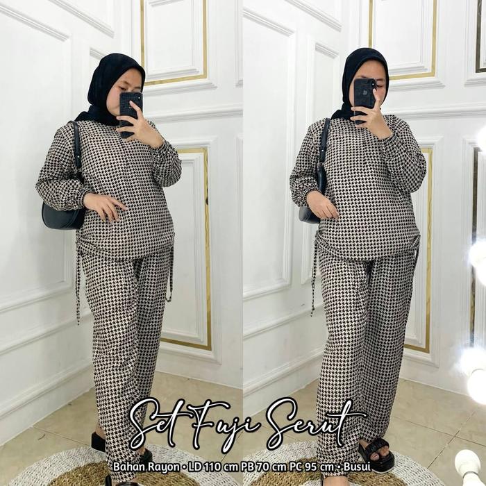 Set Fuji Set Linera Setelan Rayon Kemeja Celana Panjang Terbaru