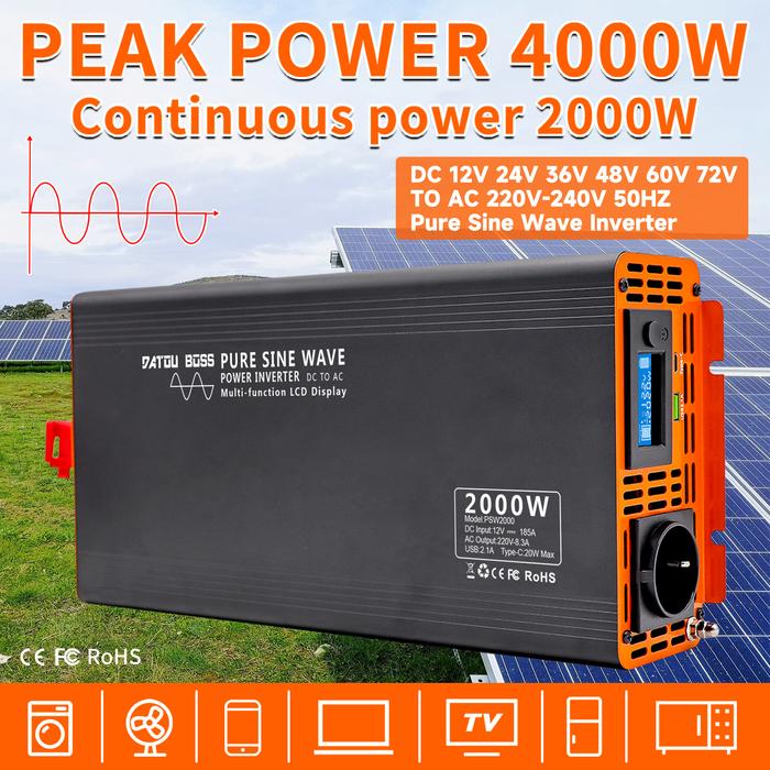 Pure Sine Wave Inverter Power Inverter 4000W DC 12V 24V 36V 48V 60V