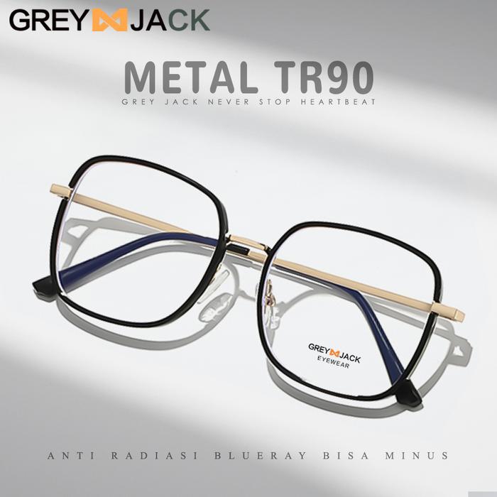 Grey Jack Kacamata Antiradiasi Blueray Bahan TR90+Metal Model Kotak Keren Fashionable Pria dan Wanit