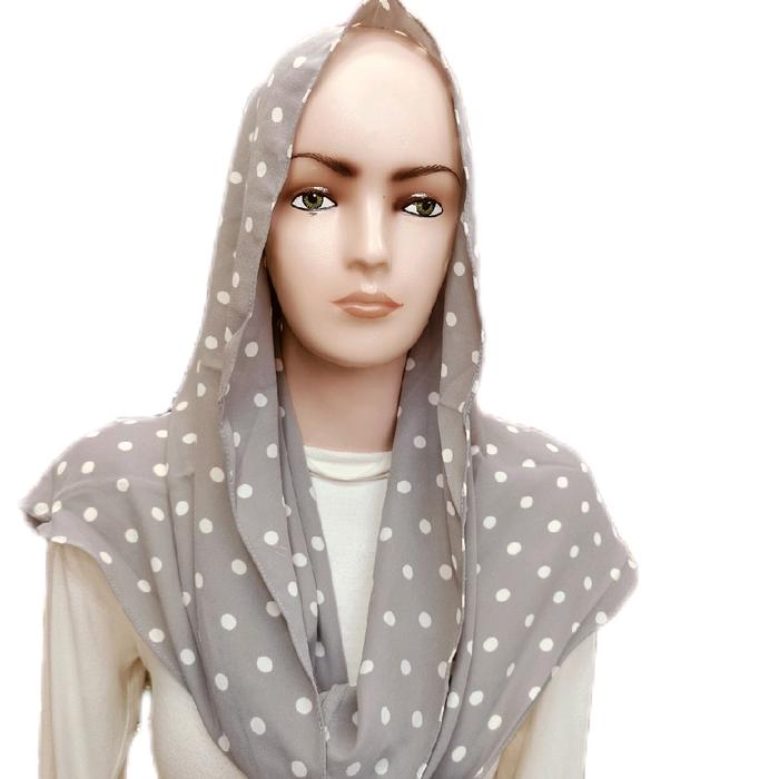 Citra Series Hijab Instan Motif Polkadot Abu-abu Elegan untuk Penampilan Harian