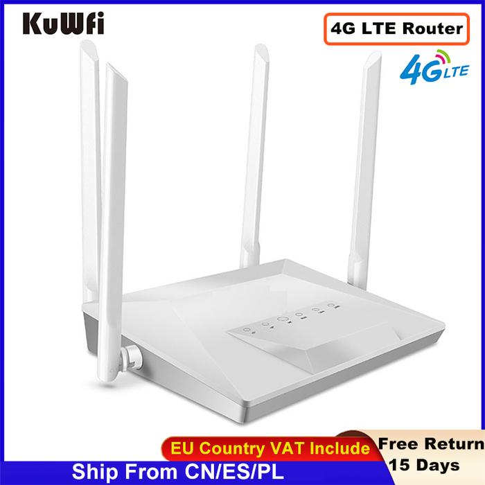 KuWFi 4G LTE Router 300Mbps Wireless Hotspot CPE Unlocked CAT4 4G