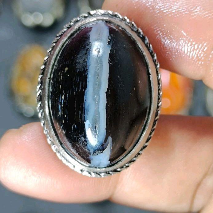 cincin batu akik fosil kelor kendit tembus senter