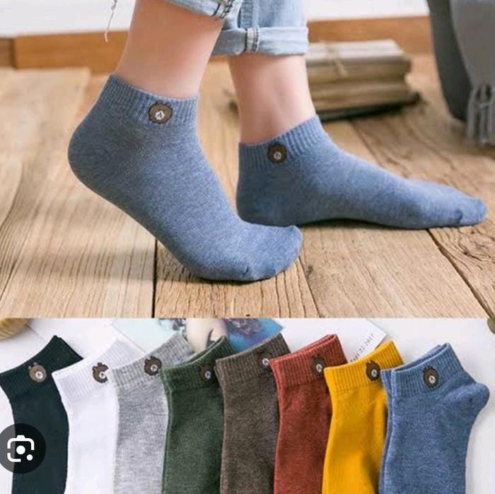Kaos Kaki Line Brown-Kaos Kaki Ankle Cute/Socks (1 Set Isi 10 Pcs) - Pria, Pendek