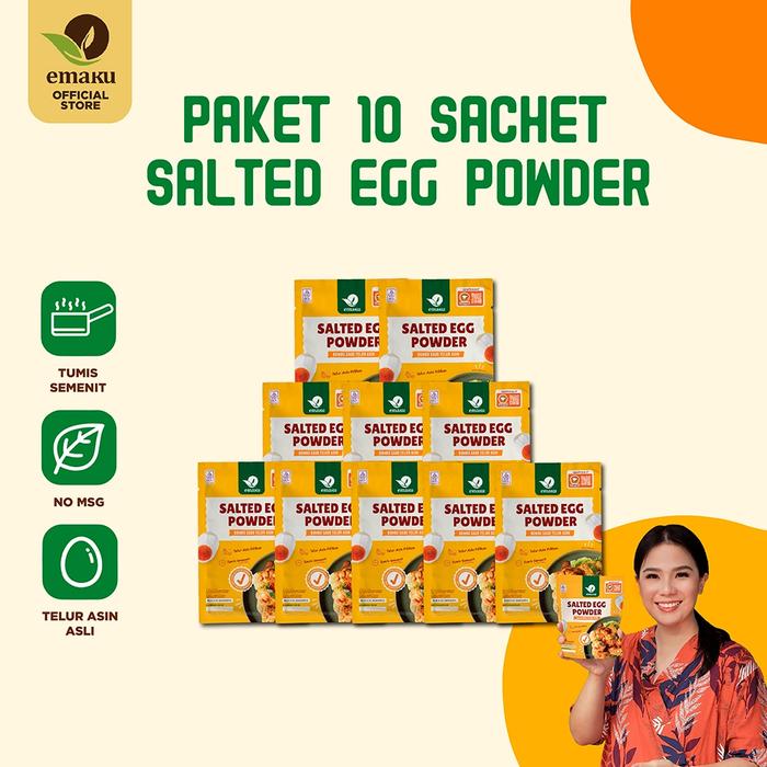 Emaku Paket 10 Sachet Salted Egg Powder Bumbu Masak Dapur Tabur Bubuk Telur Asin Non MSG