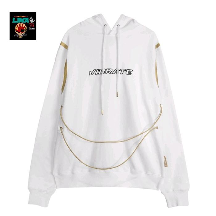 Hoodie vintage Vibrate Oversize Putih Pria