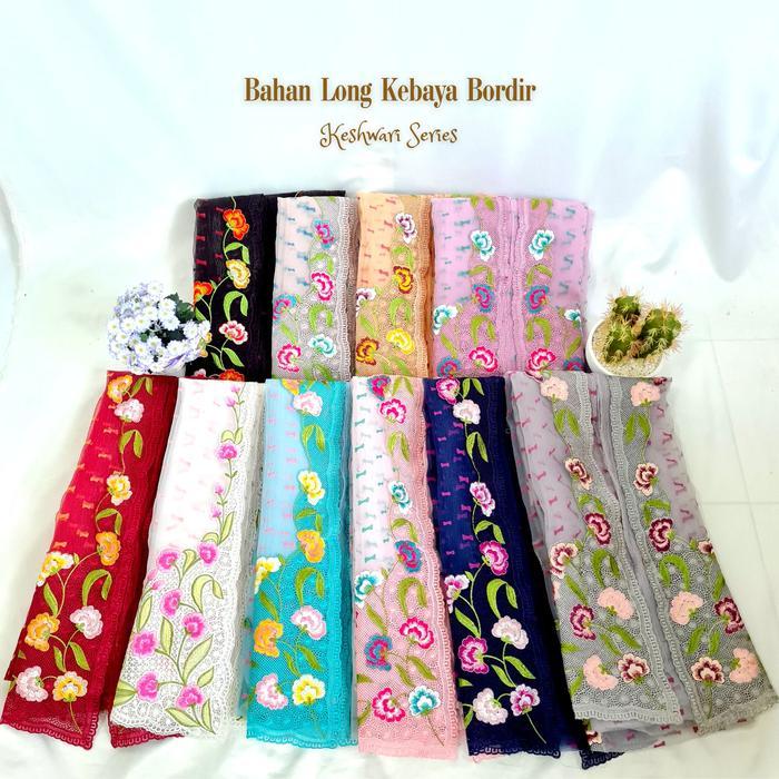 Bahan Long Kebaya Bordir Sutra Kaca Kebaya Panjang Keshwari Dress Organza terlaris