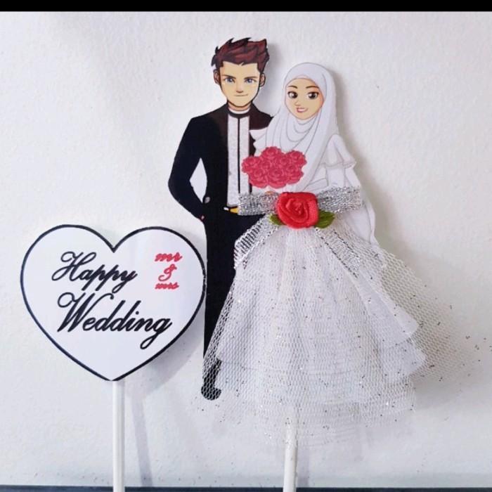 Topper Pengantin, Hiasan Pengantin, Boneka Pengantin, Happy Wedding