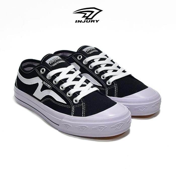 TERBARU Sepatu Sekolah Pria Wanita Sepatu Sneakers Unisex Injury Volitans Hitam Putih