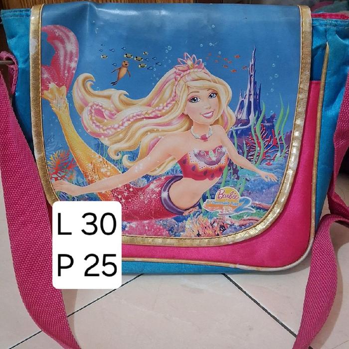 preloved tas Anak warna pink gmbr barbie