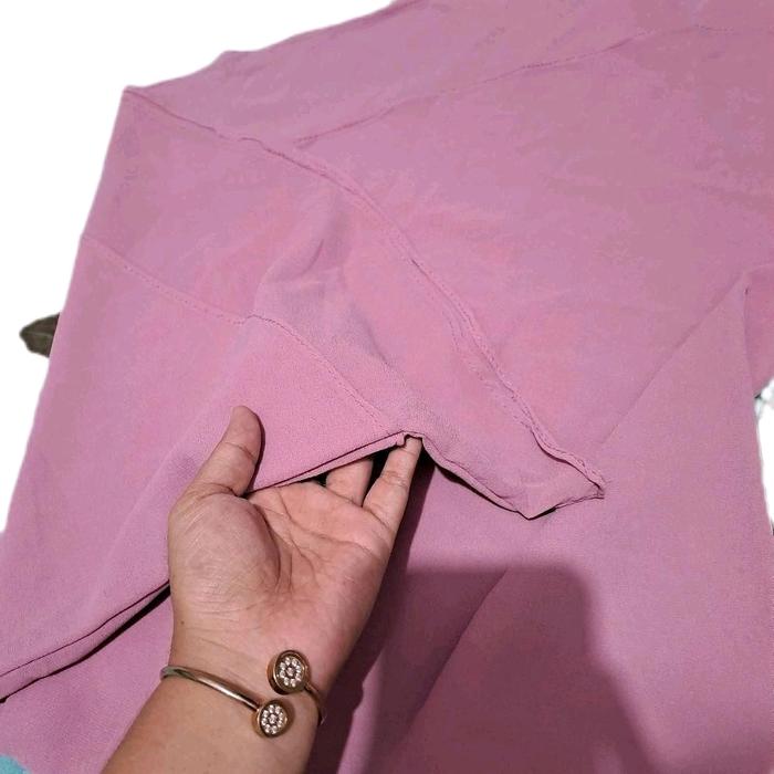 3 ( tiga ) Hijab instan nutup dada dua layer, pink, putih tulang, hijau, Kerudung Muslim
