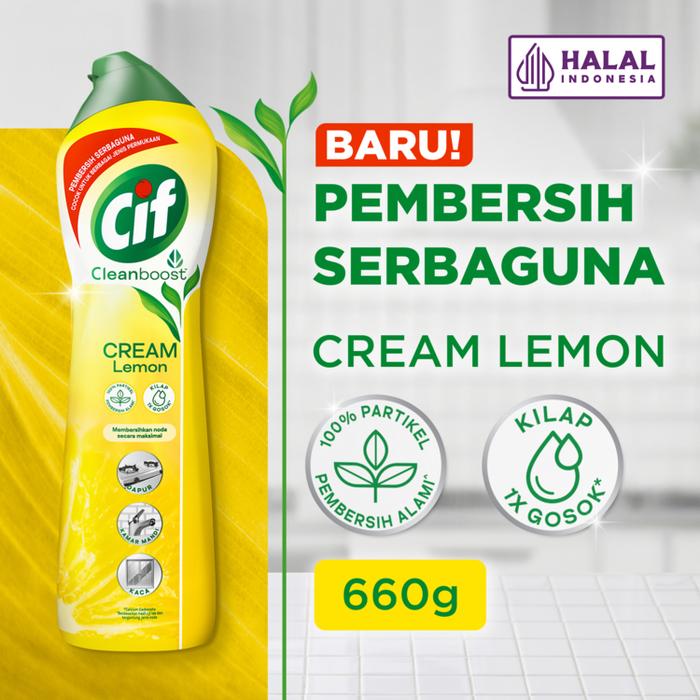 CIF CREAM PEMBERSIH SERBAGUNA LEMON BOTOL 660G