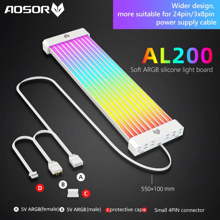 COOLMOON 24PIN ARGB Flexible Light Bar Motheboard Extension Cord Wire