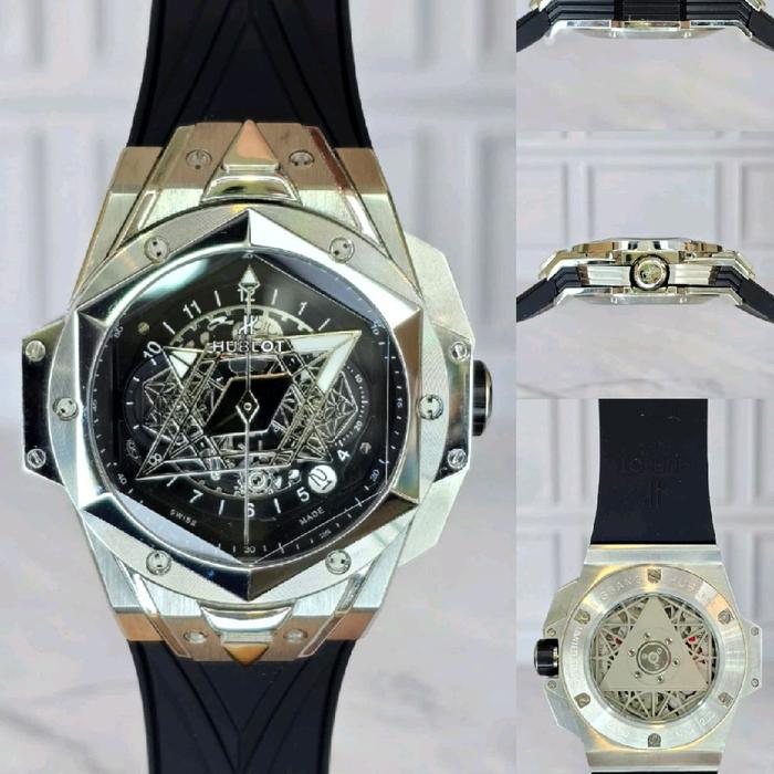 JAM TANGAN PRIA LX NO.1Hublot Sangbleu 2 Silver Chronograph Dm 43mm Fullset Box