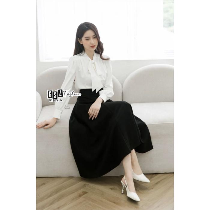 Kemeja Polos Satin Silk Lengan Panjang Premium Wanita Blouse Korean Cewek Size M L XL XXL XXXL Jumbo
