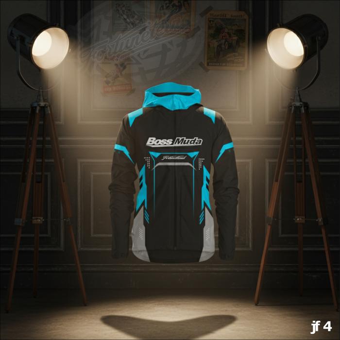 Jaket Racing Custom Parasut Gaya Racing, Bisa Tambah Nama & Nomor Start
