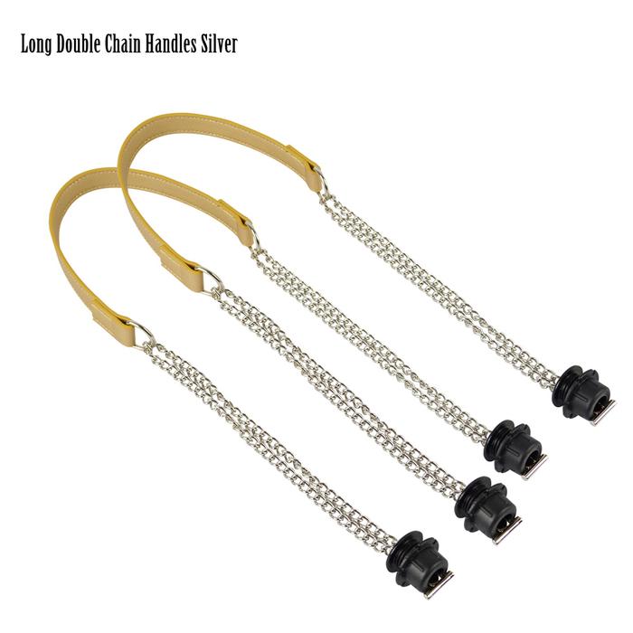 New One Pair Obag Silver Long Double Chain OT T Handles For Obag EVA