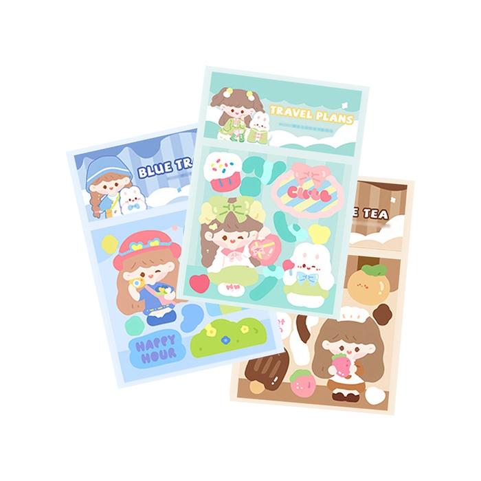 Eeghrerr 10PCS Stiker MomMo Tahan Air Laser Glitter Stiker Kartun Lucu Dekoratif Anak-anak DIY Stike