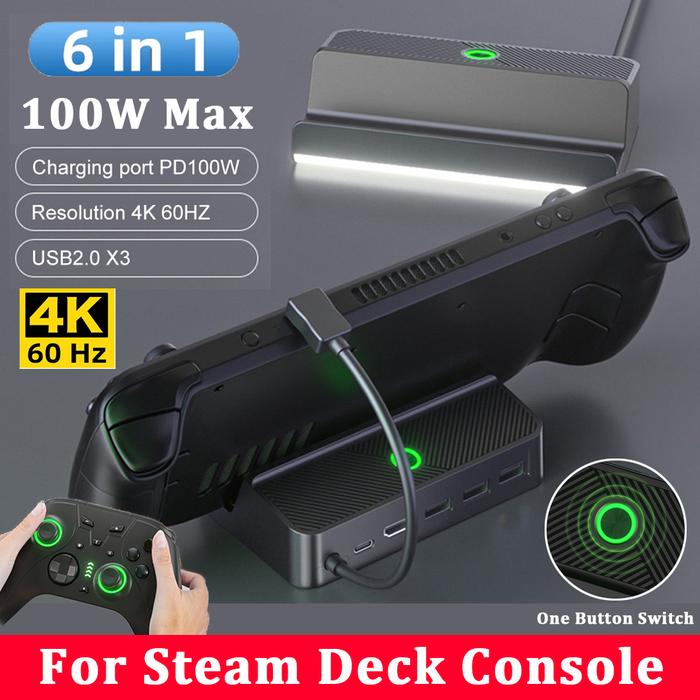Steam Deck Dock 6 in 1 Steam Deck Docking Station Stand