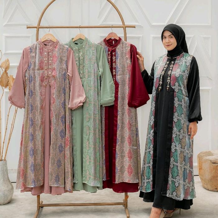 Gamis mewah sallaco set outer lepas original