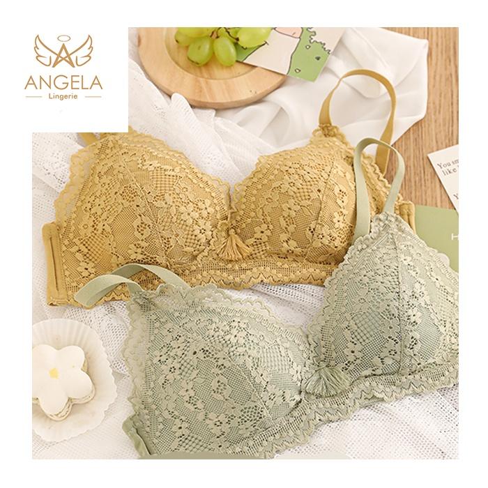 ANGELA PREMIUM JAPAN Bra BH Set Tanpa Kawat Celana Dalam Wanita Bikini Sport Beha Lingerie Korea Fas