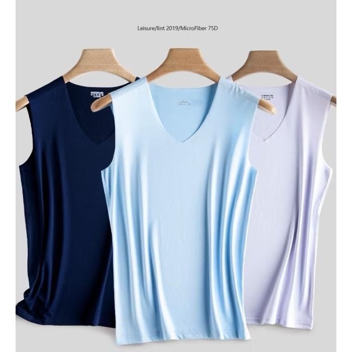 Kaos Dalam Premium Import Seamless Tipis Adem High Quality Pria V-Neck Polos Cowok