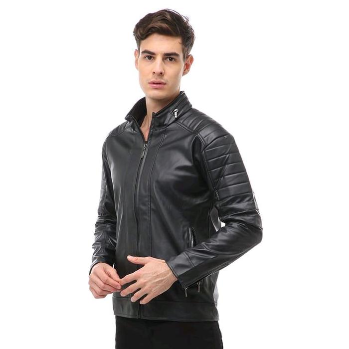 Jaket Kulit Pria Sintetis Casual Hitam Cowok Dewasa Semi - Vienna Kulit Berkualitas Jenis - Blazer, 