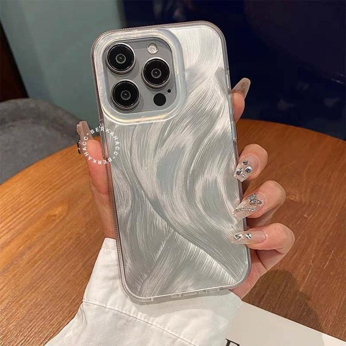 New! Silver Feather Hologram Case Iphone - Hardcase/Casing Hp Compatible For Iphone 7 8plus Se 2020 