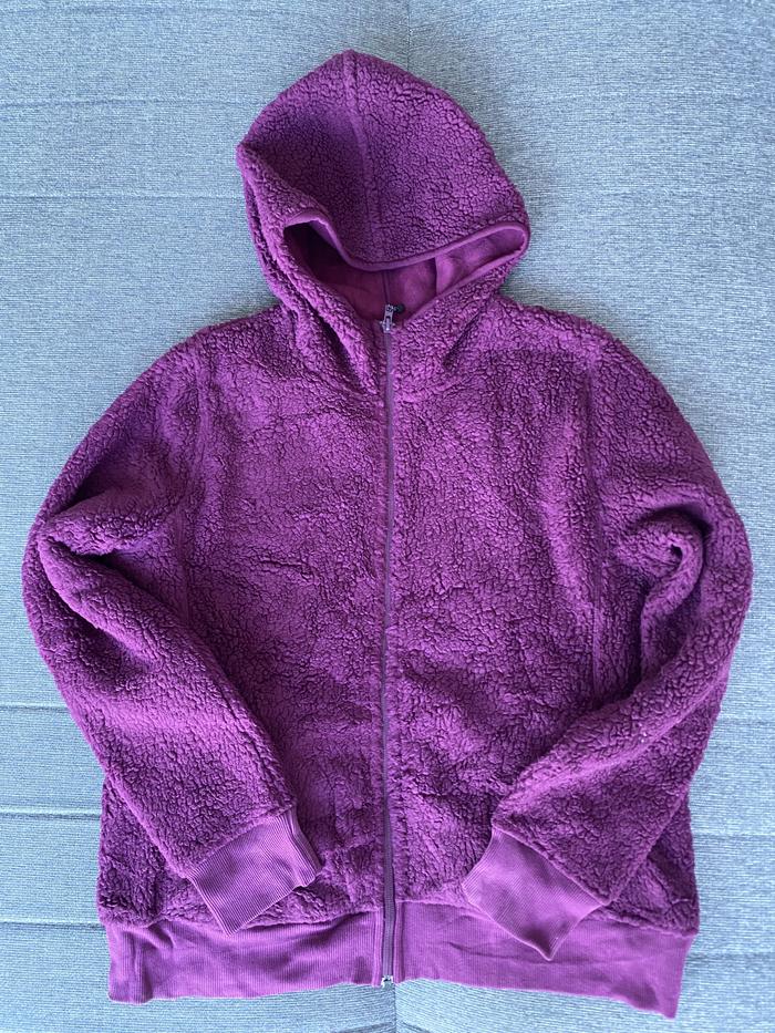 Hoodie Brand Uniqlo Sherpa Maroon
