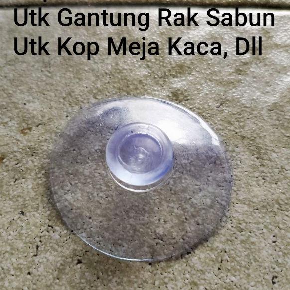 Kop Kaca Tempelan karet Gantungan Bening Serbaguna 4cm Murah