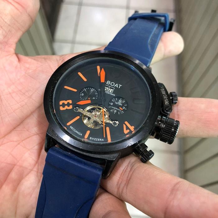 U boat otomatis chronograph rubber strap normal semua anti karat rubber strap jam pria