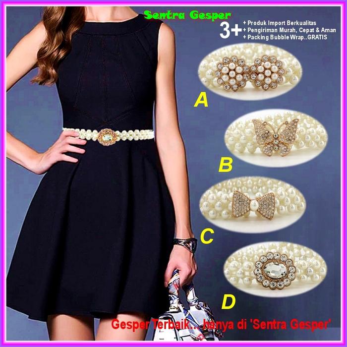 Gesper Belt Ikat Pinggang Sabuk Mutiara Sabuk Wanita Fashion Kekinian Korea Per Elastis Cewek Obi mo
