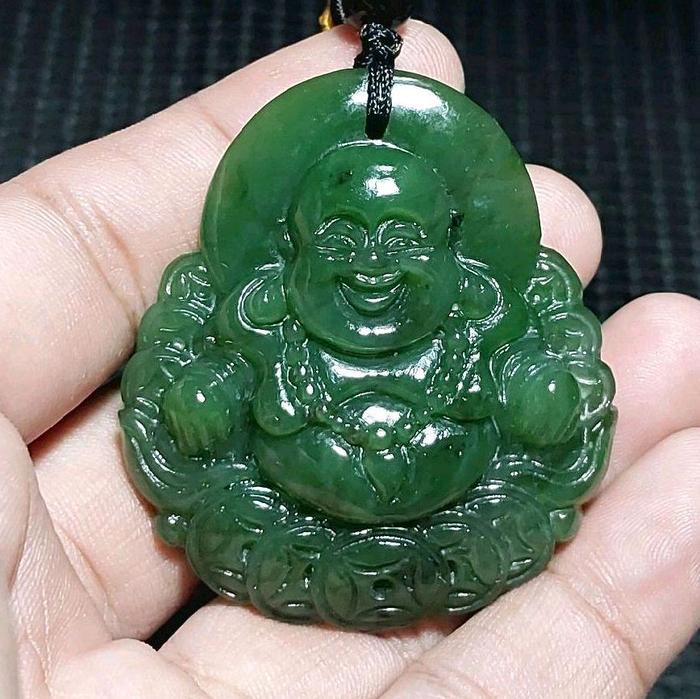 Natural nephrite jade carving buddha Maitreya /buddha Laughing Buddha/ Buddha Julaihut / buddha Mile