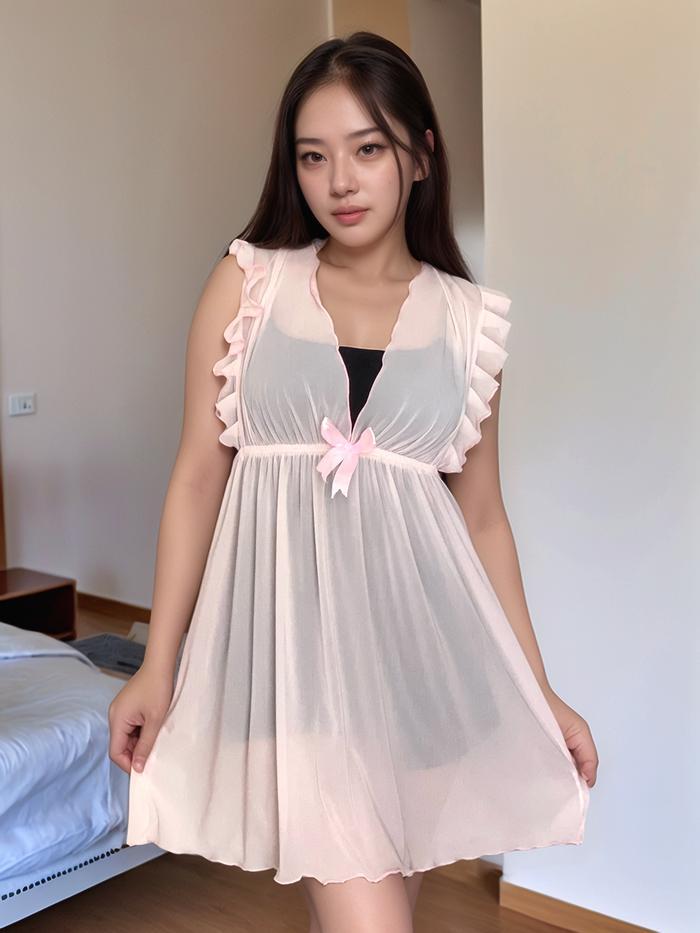 MoonAlice | Lavine S-7XL (LS70-170cm) Babydoll Sleepwear Sexy Lingerie Big Size Nightgown | Baju Tid