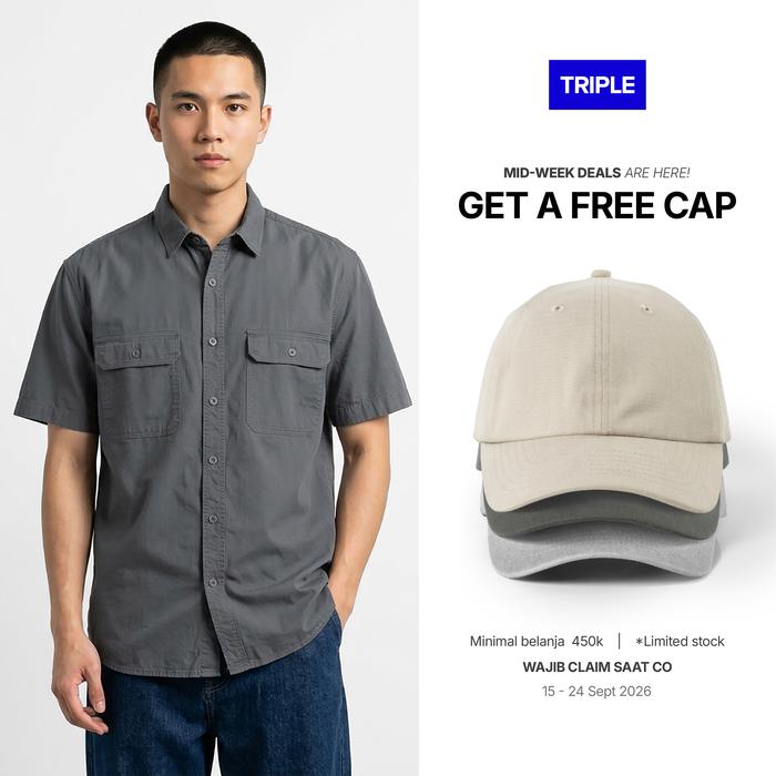 TRIPLE Kemeja Katun Reguler Slim (SS 562)