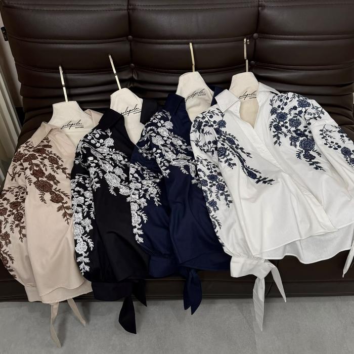 LIORA BLOOM FLOWER BLOUSE COTTON EMBROIDERY - polapola.clothing