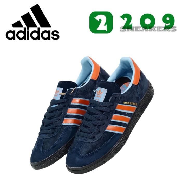 Sepatu Adidas Spezial Manchester Navy Orange Casual Shoes Sneakers Pria Wanita Black Snekers Hitam K