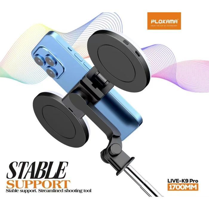 Tongsis bluetooth K9 Pro Double LED Selfie stick tripod 170cm tongsis LED Plokama panjang 1.7M