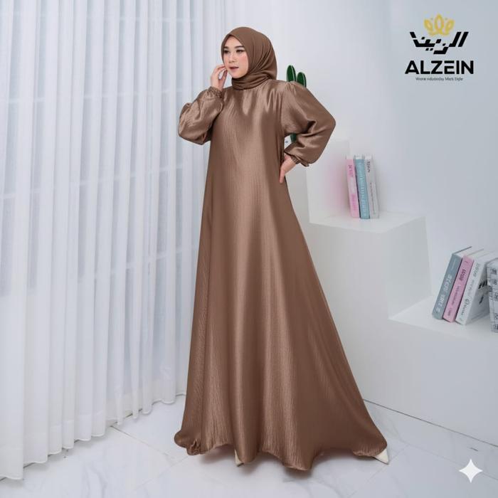 Terbaik Saukia Dress Gamis Wanita Muslim Set Hijab Segi Empat Bahan Silk Sutra Kombinasi Sequeen gam