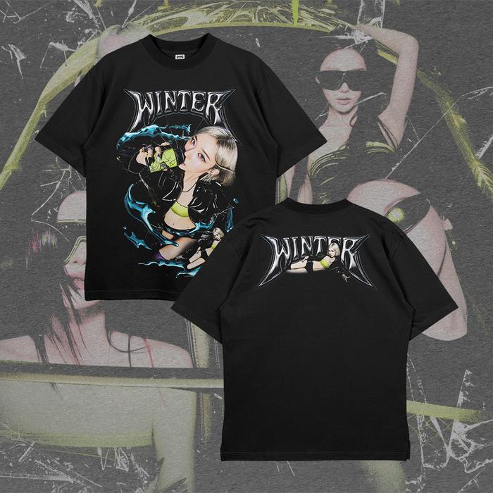 [HOT] WINTER AESPA LEMONADE Ver.1 BLACK OVERSIZE T-Shirt Series