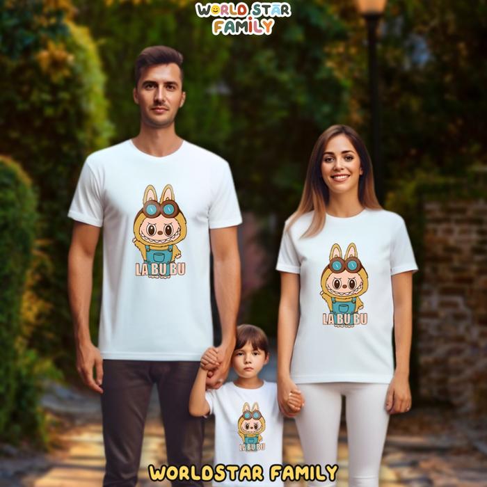 WSF Kaos Couple Keluarga LABUBU Kaos Couple Keluarga Lucu Kaos Pasangan Kaos Keluarga Baju Keluarga 